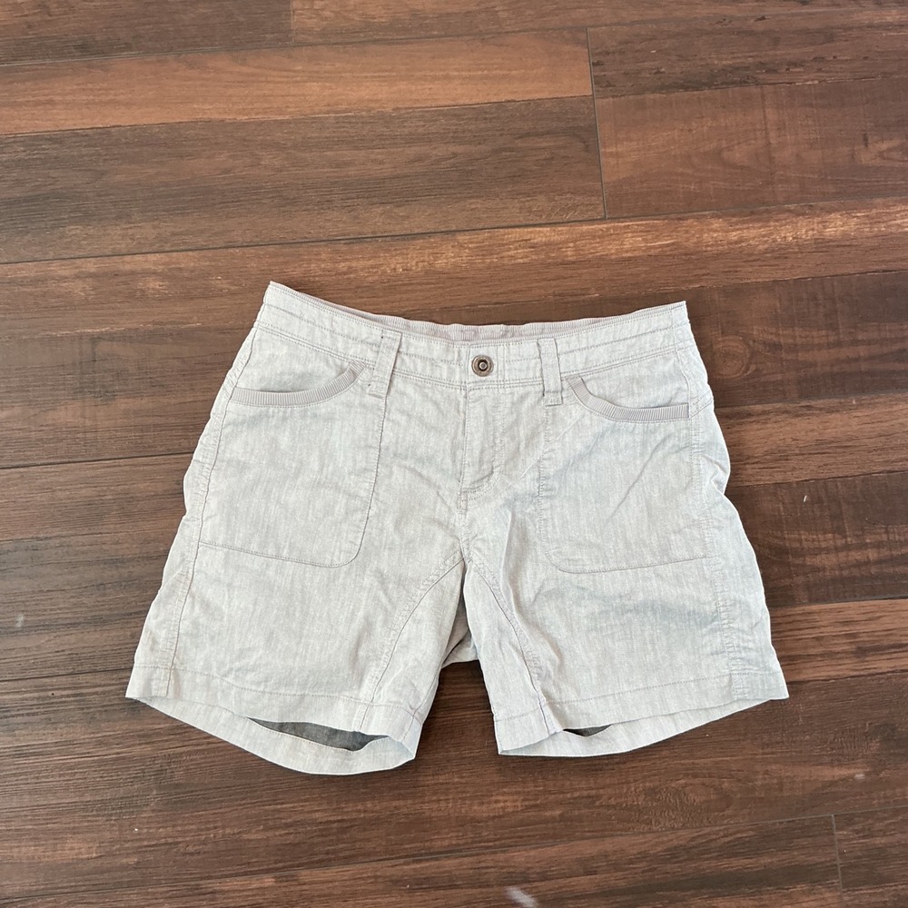 KUHL Hiking Shorts Light Gray Herringbone Outdoor Utility Size 8 Gorpcore Travel